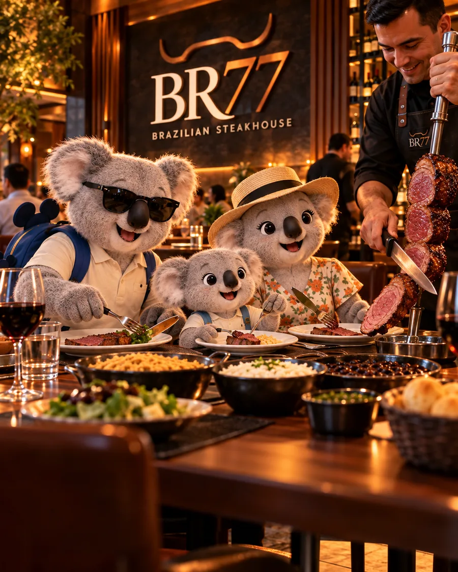 Família Koala no rodízio da BR77 Brazilian Steakhouse