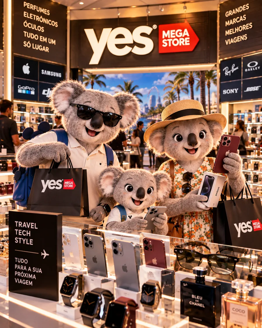 Família Koala fazendo compras na Yes Mega Store