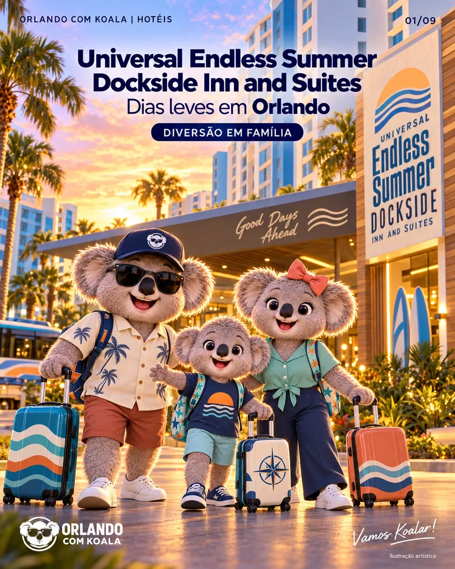 Capa · Universal Endless Summer Dockside, arte Orlando com Koala