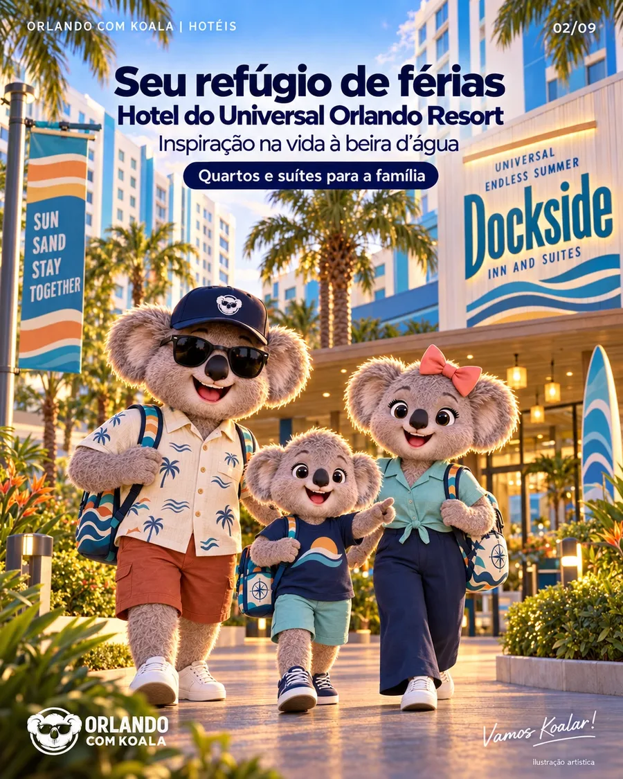 Família Koala chegando ao Endless Summer Dockside