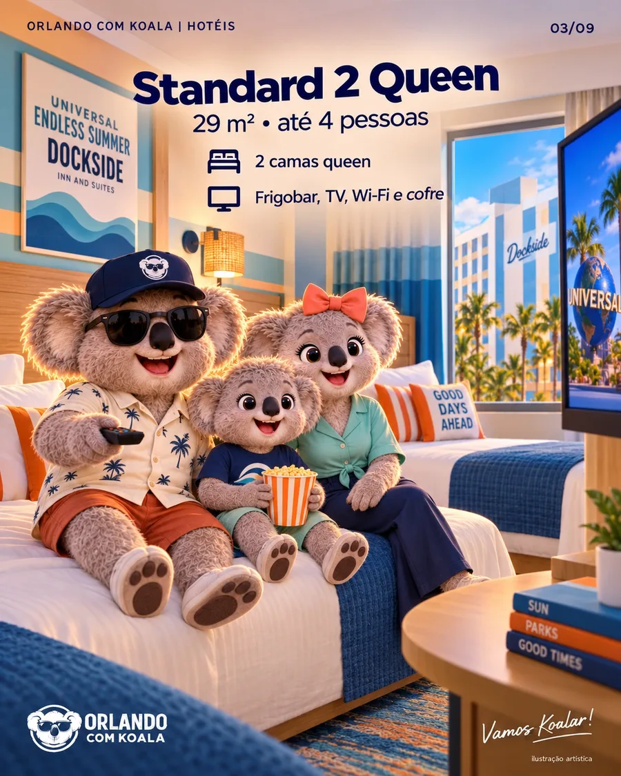 Quarto Standard · Universal Endless Summer Dockside, arte Orlando com Koala