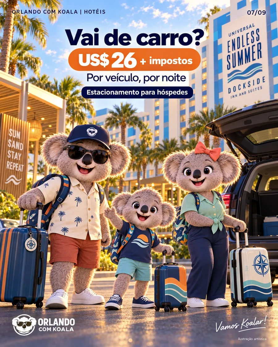Estacionamento · Universal Endless Summer Dockside, arte Orlando com Koala