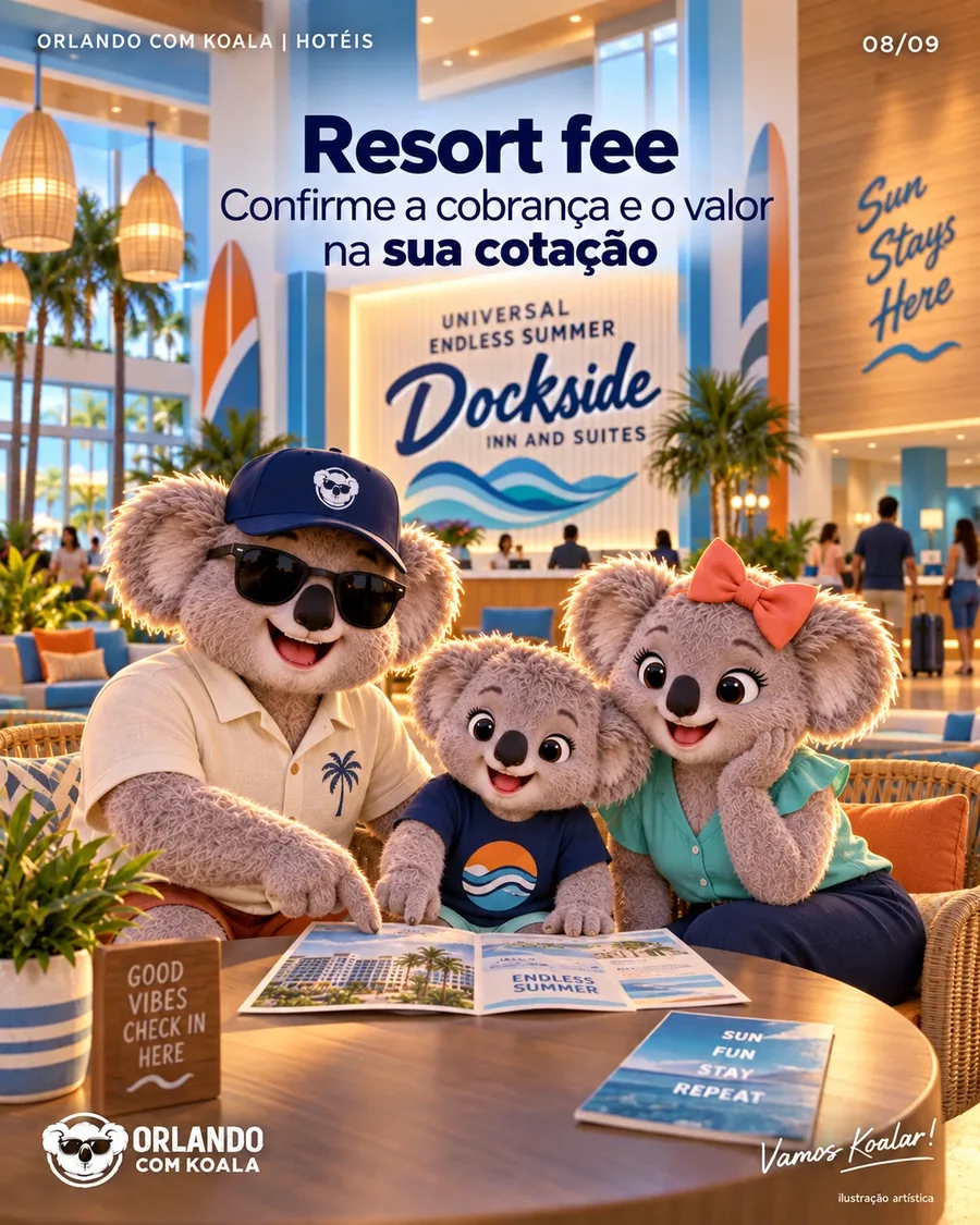 Resort fee · Universal Endless Summer Dockside, arte Orlando com Koala