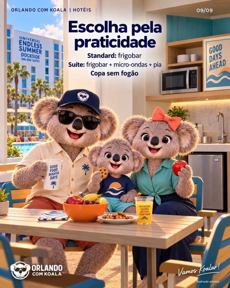 Frigobar e cozinha · Universal Endless Summer Dockside, arte Orlando com Koala