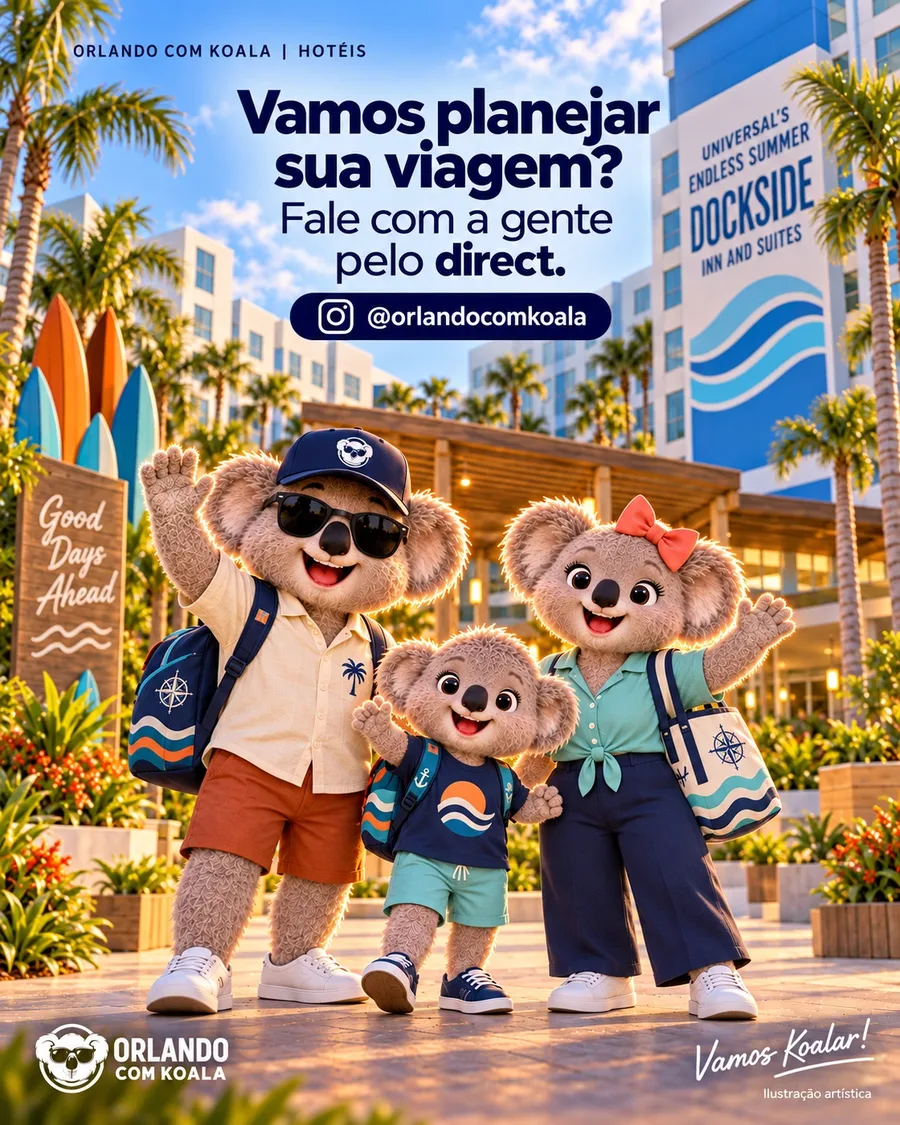 Vamos conversar · Universal Endless Summer Dockside, arte Orlando com Koala