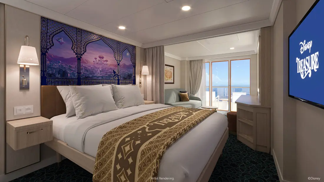 Cabine do Disney Treasure, foto oficial Disney Cruise Line