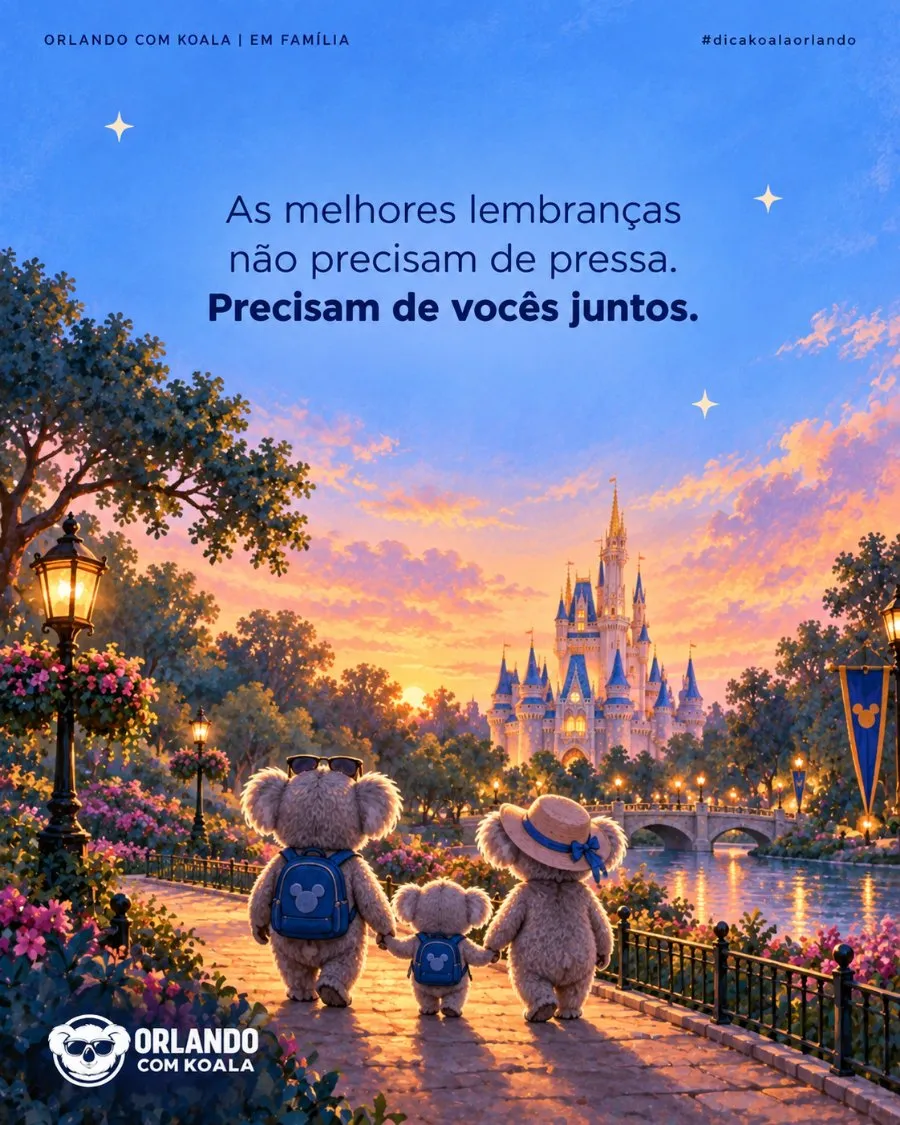 Família Koala diante do castelo