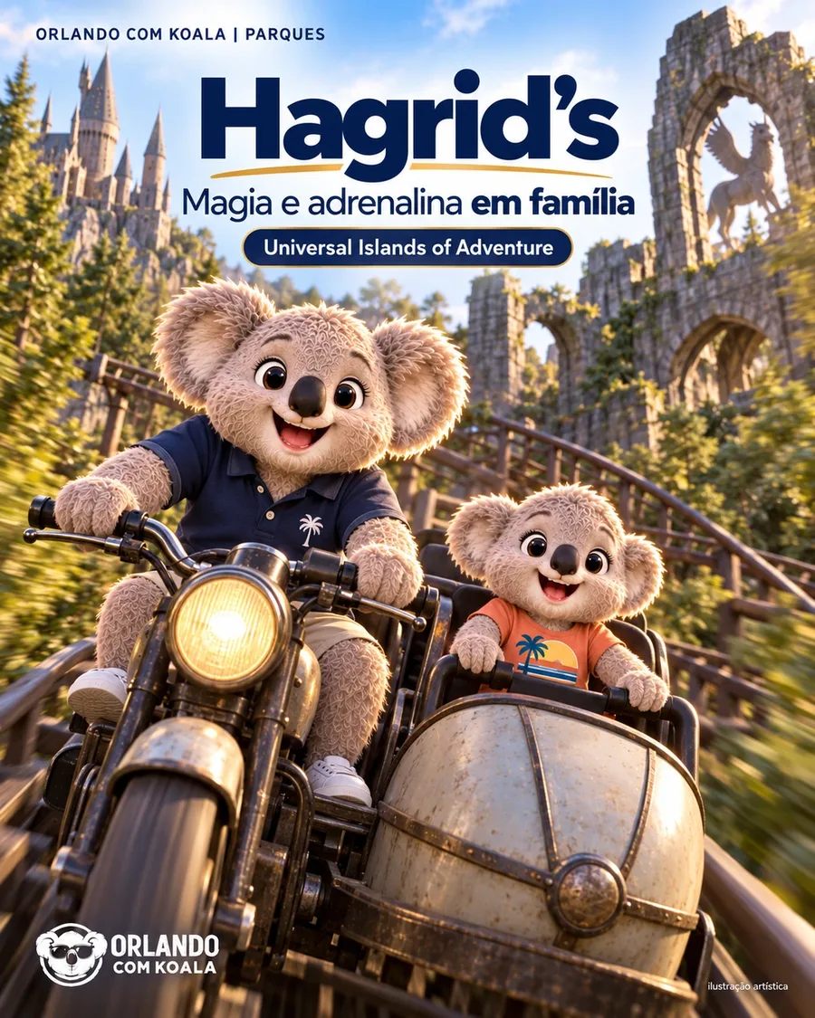 Família Koala na moto do Hagrid’s